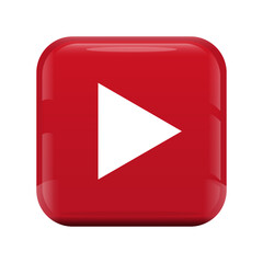 Play button. Red media icon. Digital video symbol. Multimedia control.