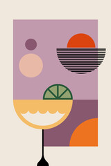 Retro Geometric Cocktail and Drink Vector Illustration Collection