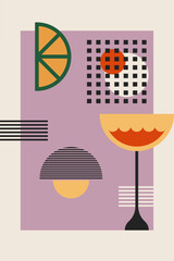 Retro Geometric Cocktail and Drink Vector Illustration Collection