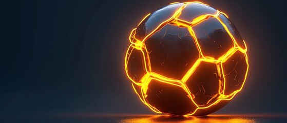 Naklejka premium Glowing cracked sphere abstract 3 d rendering dark orange energy