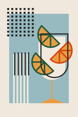 Retro Geometric Cocktail and Drink Vector Illustration Collection