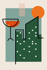 Retro Geometric Cocktail and Drink Vector Illustration Collection