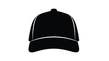 Black baseball cap illustration stylish headwear design on transparent background silhouette