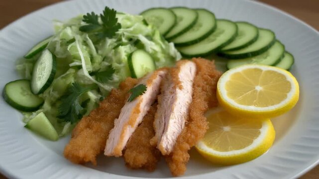 Zitronen-H&auml;hnchen mit Gurkensalat