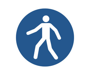 ISO 7010 M024 Use this walkway sign. ISO 7010 M024 Use this walkway safety symbol. Mandatory action icon pedestrian path. Safety sign use walkway vector design and illustration. 
