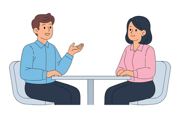 Fototapeta premium Two professionals in discussion at office meeting table