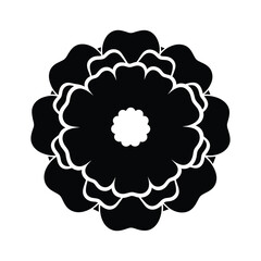 Black stylized flower silhouette with white center detail floral