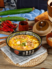 Asian Chicken and Corn Soup with Fresh Vegetables