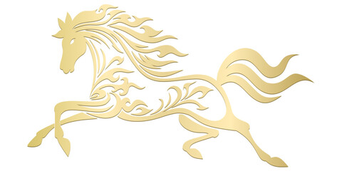 Golden Horse vector illustration, chinese new year 2026, year of the horse, vector eps vector illustration of a horse