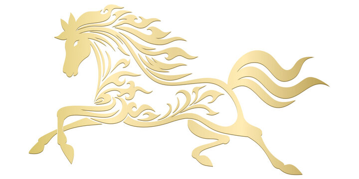 Golden Horse vector illustration, chinese new year 2026, year of the horse, vector eps vector illustration of a horse