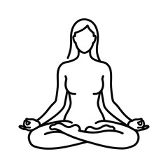 Black outline of a woman meditating in lotus pose yoga meditation