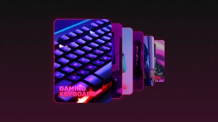 Neon Bright Glowing Carousel Multi Panel Slideshow