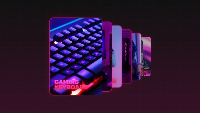 Neon Bright Glowing Carousel Multi Panel Slideshow