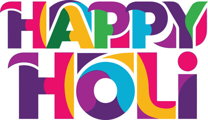 Vibrant Happy Holi Festival Greeting Typography .