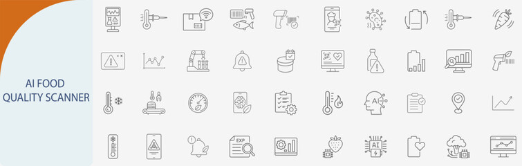 ai food quality scanner safety minimal line vector icon set