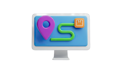 Delivery Tracking on Computer Screen - 3D Illustration