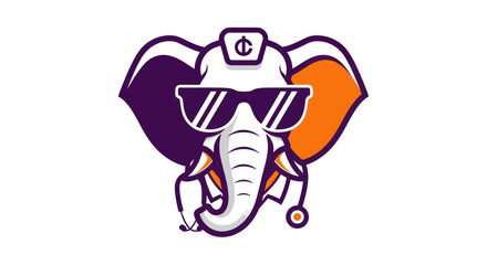 Stylized elephant with glasses and stethoscope vector illustration