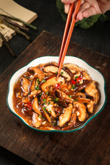 Stir-Fried Mushrooms with Chopsticks - Chinese Cooking