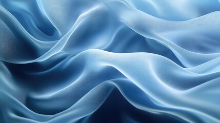 Obraz premium Flowing blue fabric gently waving, creating a smooth, soft texture backdrop with subtle light and shadow, representing concepts of fluidity, calm, and purity in an abstract composition