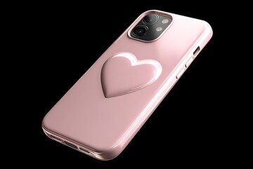 Rose gold smartphone with heart design on back