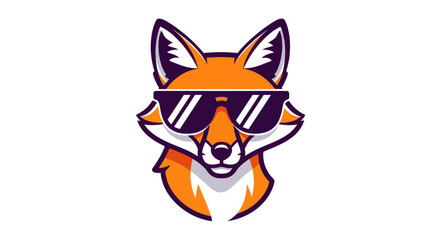 Fototapeta premium Stylized fox head with sunglasses on white background vector illustration