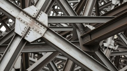 Steel beam structure industrial detail.