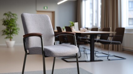 Modern stackable conference chair with fabric seat for office and meeting spaces