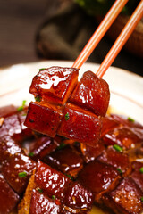 Chinese Dongpo Pork Belly Stew with Chopsticks