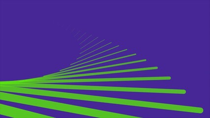 Abstract composition of green lines radiating from the left on a purple background