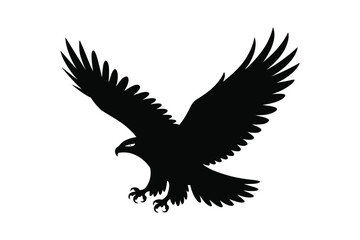 Obraz premium Flying eagle silhouette icon in black color with transparent background. Powerful bird symbol suitable for freedom, strength and logo design.