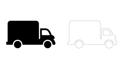 Simple silhouette illustration of a delivery truck for various transport and logistics needs