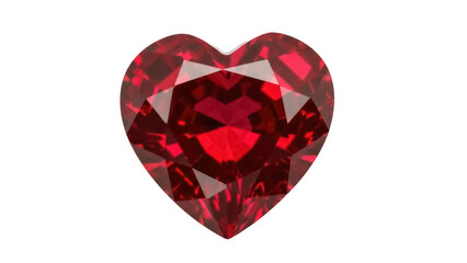 Heart shaped ruby gemstone isolated PNG, deep red color precious stone for jewelry design and Valentine s Day gift
