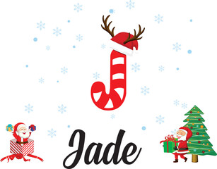 Christmas card with Santa Claus and reindeer in snowy winter holiday scene