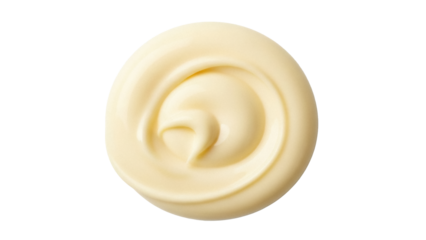 Swirl of creamy mayonnaise isolated PNG on transparent background, condiment for sandwiches and salads, rich and smooth texture