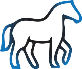 A striking illustration of a horse s outline featuring a gradient color scheme and bold lines on transparent background
