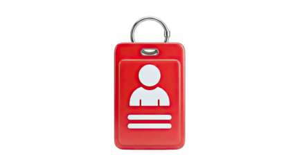 Red ID Badge with Person Icon on White Background