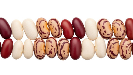 Assortment of kidney beans isolated PNG on transparent background, raw legumes for healthy eating and vegetarian diet