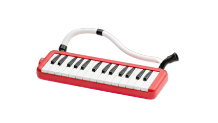 Red Melodica Instrument Isolated on White Background