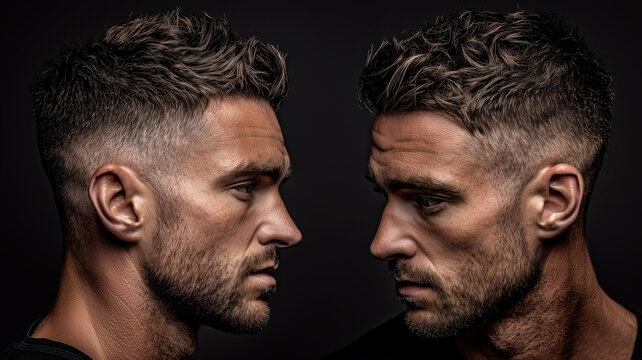 A modern men's hairstyle featuring a sleek fade with a textured top.