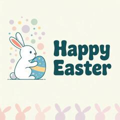 Fototapeta premium Happy Easter holiday greeting background or social media post template