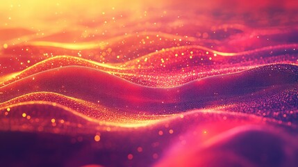 Dynamic flowing particle waves creating shimmering contours and a vibrant abstract background, representing digital data, technological energy, and futuristic movement