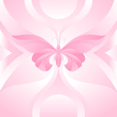 Elegant pink butterfly vector art with soft, flowing wings and abstract white and pink background patterns. Ideal for feminine, beauty, or spring themes