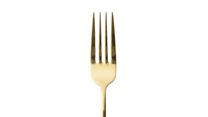 Gold fork isolated PNG on transparent background, elegant cutlery for dining and special occasions, kitchen utensil, tableware, restaurant equipment