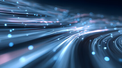 Dynamic light waves flowing through digital space virtual environment abstract graphic design