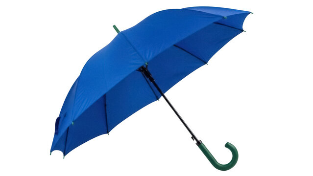 Blue umbrella PNG isolated on transparent background, rain protection gear for weather forecast and outdoor activities
