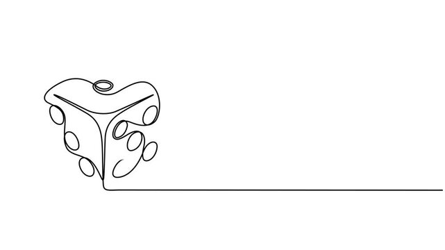 Self drawing line animation Two Dice casino gambling continuous one single line drawn concept video
