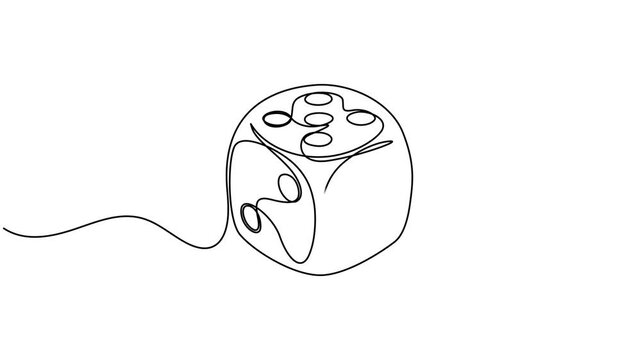 Self drawing line animation Two Dice casino gambling continuous one single line drawn concept video