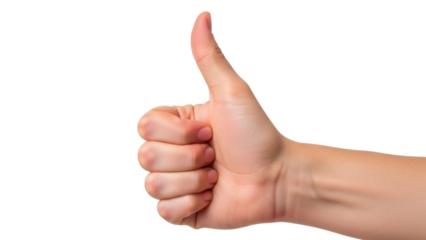 Hand giving thumbs up PNG isolated on transparent background, positive feedback gesture for approval and success