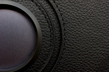 Full frame photo of the tablet protector cover from above, showing the lines, patterns and leather...