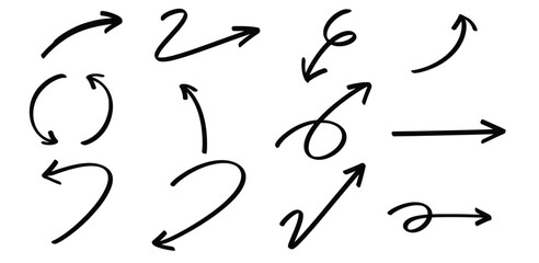 Set of hand drawn line Arrows theme Isolated Vector